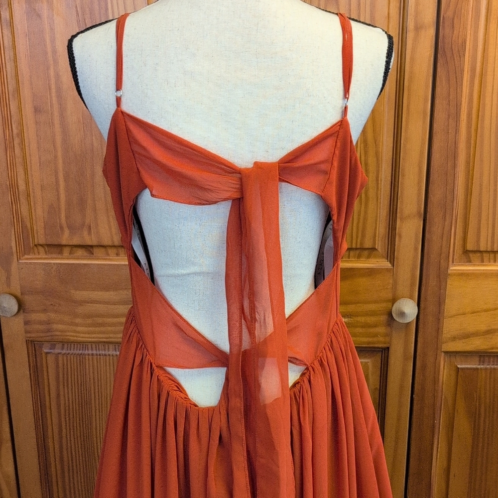 Azazie Strapless Burnt Orange Prom Bridesmaid Formal Dress Gown 14        CC132 - Picture 9 of 13